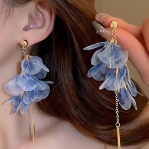 Blue Flower Hanging Earrings