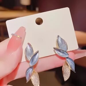 Gold-Plated Leaf Shaped Studs Earrings