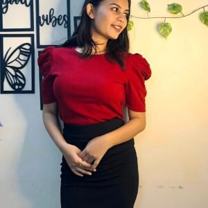 Maroon Top and Black Skirt Combo