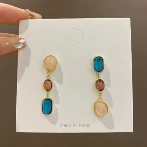 Asymmetrical Colored Gemstone Earrings
