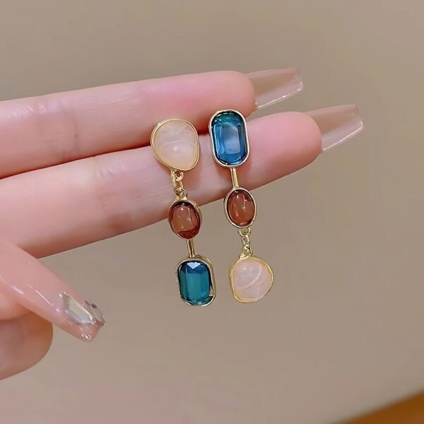 Asymmetrical Colored Gemstone Earrings