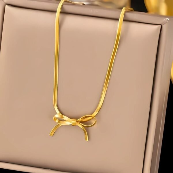 Bow Knot Snake Chain Necklace | Anti-tarnish | Stainless Steel