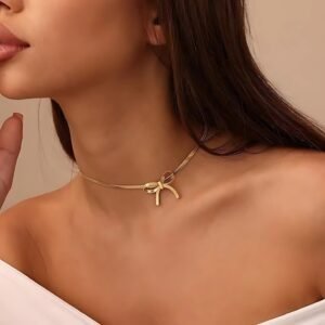 Bow Knot Snake Chain Necklace | Anti-tarnish | Stainless Steel