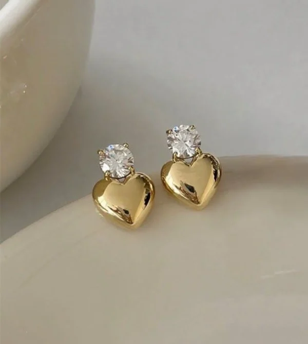 Gold heart Korean Earring