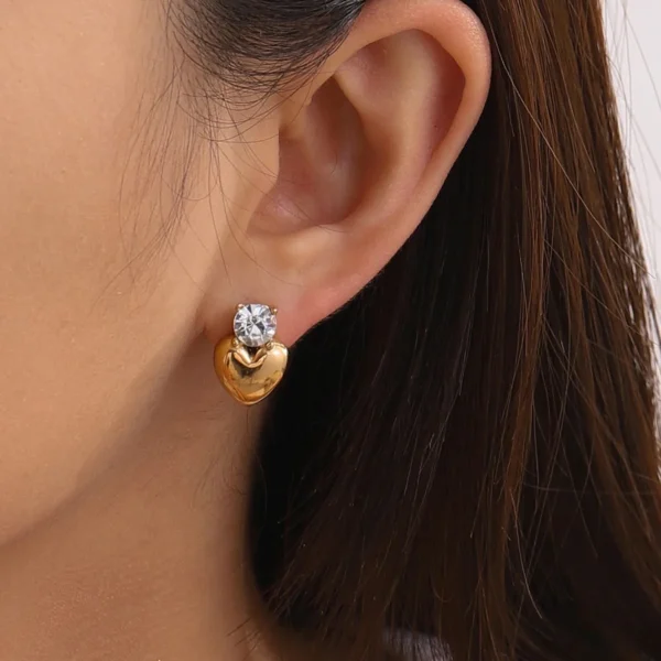 Gold heart Korean Earring