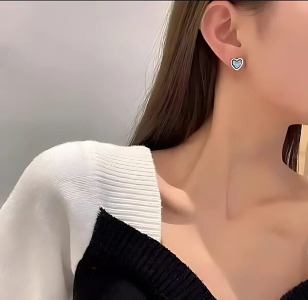 Korean Blue Heart Stud Earrings