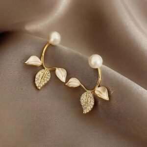 Leaves Pearl Korean Earrings