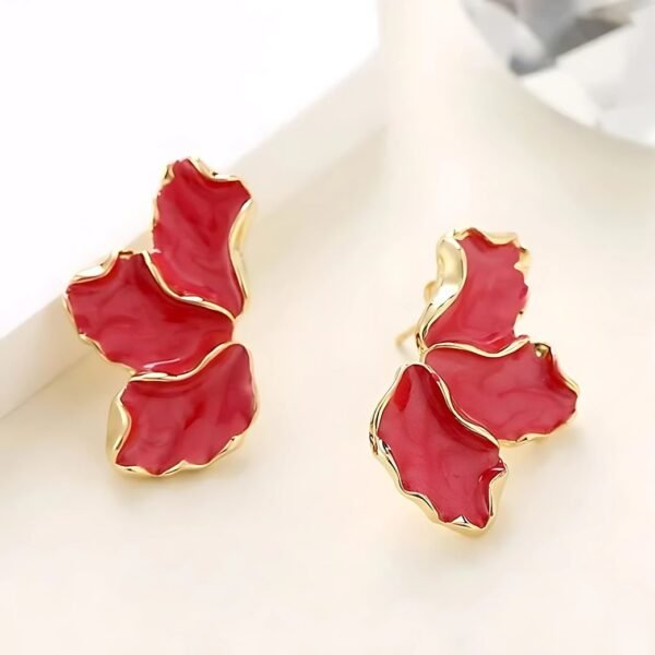 Maple Leaf Flower Oil Drip Earrings