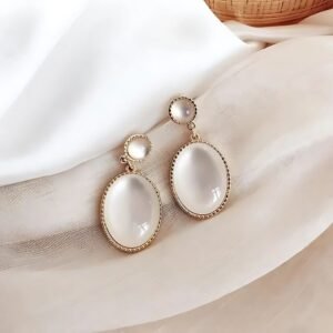 Opal Oval Drop Earring