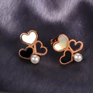 Rose Gold And White Stud Earring