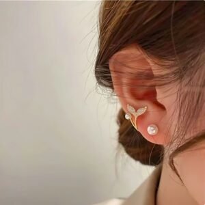 Stone Fish Tail Studs Earrings