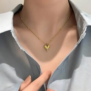 Trendy Heart Beads Chain Necklace