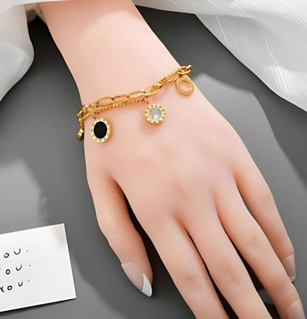 Black and White Bay-Roman Numeral Double layer Bracelet