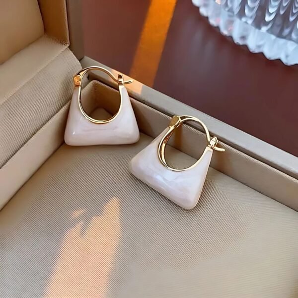 Enamelled Bag Shape Earrings